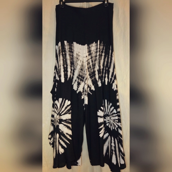 Luxe Pants - Luxe Wide Leg Tie Dye Flow Pant Universal Swirl 100% Rayon One Size
